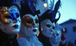 Venetian carnival mask at night, Venice, Italy.