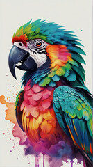 Naklejka na meble Minimalist Neon Line Parrot Logo with Geometric Design, Vibrant Smoke Effects White Background with t-shirt design ai art