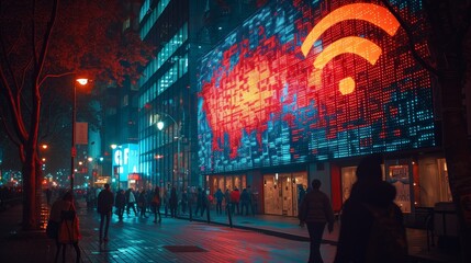 Poster - Digital Tapestry: Illuminated Wireless Signs
