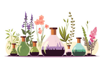Wall Mural - Essential Oils and Diffuser vector flat isolated vector style illustration