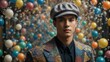 © Wirestock - a man in a multicolored jacket, shirt and hat is posing against a