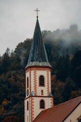 Close-up shot of a stunning church situated in the picturesque Zell Im Wiesentall, Germany