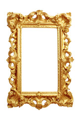 Gold antique vintage frame isolated on transparent background