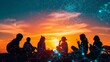 © MAY - Online Learning: Students Engaged in Virtual Classes at Sunset