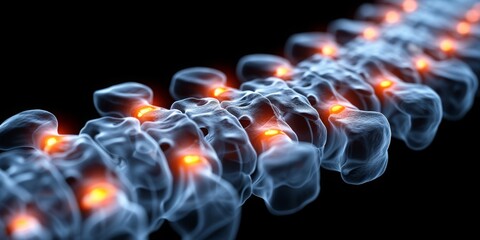 Fototapete - Exploring the Heat of Chemical Bonds: A 3D Visualization of Glowing Molecules in a Complex Network, Generative AI
