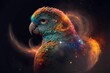 AI generated illustration of a vibrant parrot perched as a spiritual animal