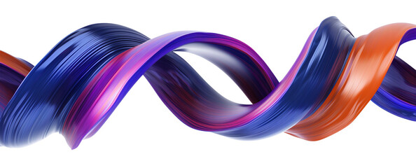 Fototapete - Abstract 3d rendering colorful wave shapes, isolated on transparent background