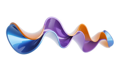 Fototapete - Abstract 3d rendering colorful wave shapes, isolated on transparent background