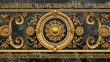 © MDNANNU - 3d wallpaper stretch ceiling golden decoration model. mandala and decorative frame marble background