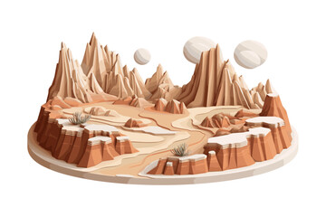 Wall Mural - desert vector simple 3d smooth cut and paste white isolated illustration