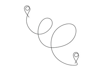 Poster - One continuous line drawing of route location pointers travel concept vector illustration. Premium vector