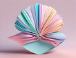 © Pedro - Colorful paper fan folded in a shell shape on a pastel pink background