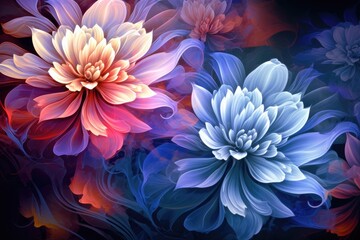 Poster - Beautiful fractal flowers background