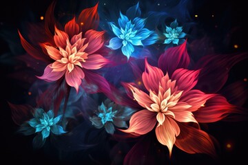 Poster - Beautiful fractal flowers background