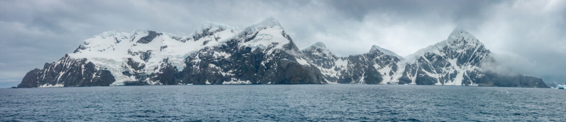 Poster - Panoramic view of Elephant Island, Antarctica. Shows the difficult coastal terrain and unforgiving environment