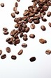 © Nika - Freshly Roasted Coffee Beans Cascading on a Clean White Background - High-Quality Image for Commercial Use