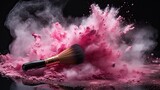 Fototapeta Storczyk - Make up brush with splash of colors,