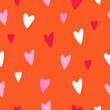 Colorful hearts seamless pattern. Vector illustration.