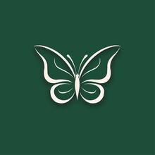 Green Butterfly With Line Art Style Logo Icon Design Template