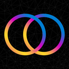 Poster - Colorful abstract circles logo isolated on black background. Vector design element