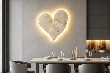 Wall Mural - heartshaped light fixture above a modern dining table