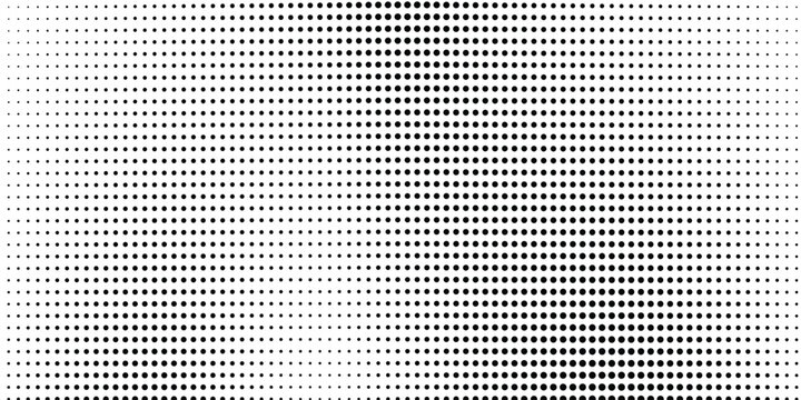 Halftone gradient. Dotted gradient, smooth dots spraying and halftones dot background seamless horizontal geometric pattern vector template set.