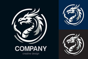 flat logo of Vector dragon design