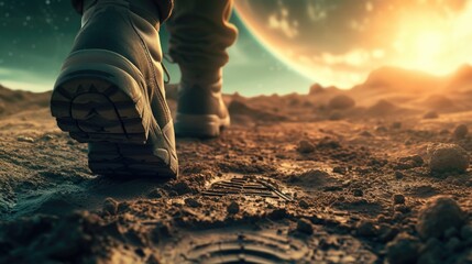 Wall Mural - astronaut walking on mars
