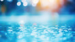 Blur light of bar or pub reflection on blue water swimming pool, summer party