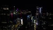 Aerial view of Hong Kong skyline illuminated at night in China