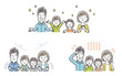 ベクターイラスト素材：笑顔、寒い、暑いを表現する家族のセット
