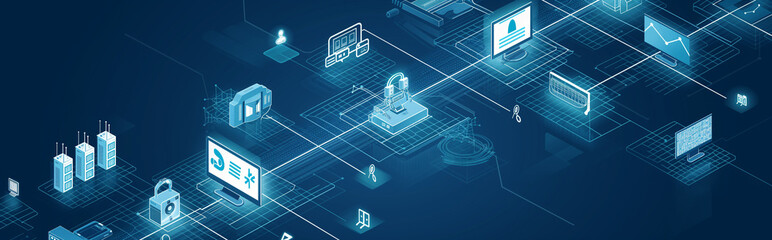 Canvas Print - Data transmission between individual devices and services