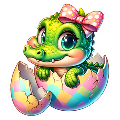 Wall Mural - Baby alligator in Easter egg