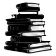 Silhouette pile of book black color only