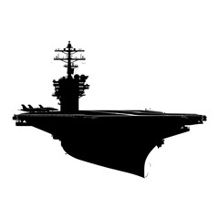 silhouette aircraft carrier top view black color only