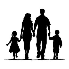 Poster - Silhouette happy family black color only full body 