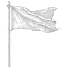 Flag Fluttering Element With Ornament In Old Engraving Style