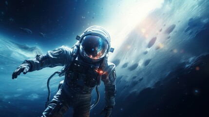 Wall Mural - An astronaut in outer space. Billions of galaxies in the universe. 