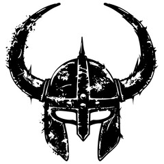 Silhouette viking helmet in mmorpg game black color only