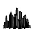 Silhouette skyscrapers black color only