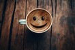 a cup of coffee with a smile