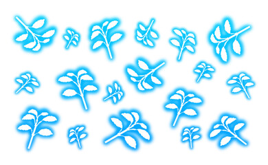 Pixel art blue glowing leaf pattern