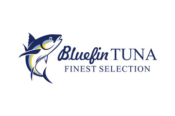 Wall Mural - Tuna badge logo, bluefin tuna stamp logo