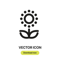 Leinwandbilder - Sunflower icon vector. Linear-style sign for mobile concept and web design. Sunflower symbol illustration. Pixel vector graphics - Vector.	

