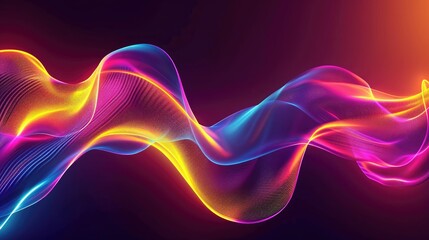 Poster - perfect shape, aesthetic, colorful background with abstract shape glowing in ultraviolet spectrum, curvy neon lines, Futuristic energy concept