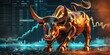 Charging bull against a backdrop of glowing financial charts