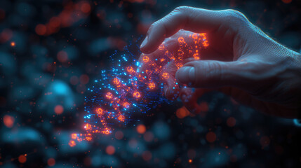 Wall Mural - medicine doctor touching electronic dna. digital healthcare and network connection on virtual screen