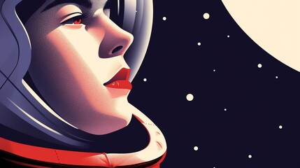 Wall Mural - Close-up illustration of an astronaut portrait. Exploration of outer space and new planets