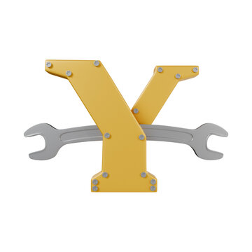 Letter Y with Wrench 3d illustration
