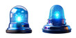 Blue Police Sirens Set Isolated on Transparent or White Background, PNG